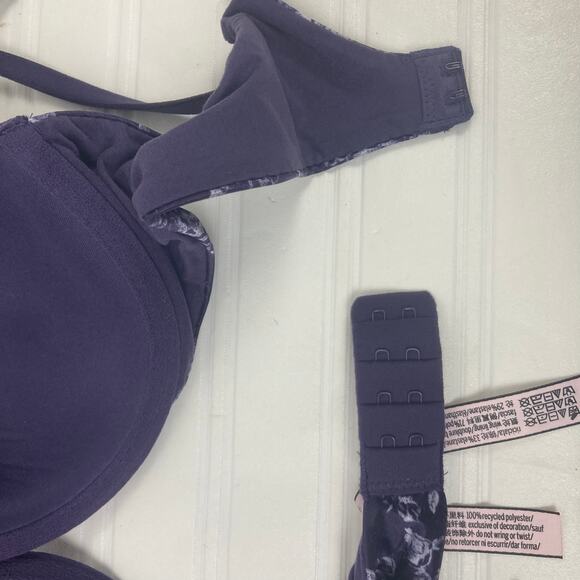 Victorias Secret Bra 36B Full Coverage Valiant Toille Purple Lightly Lined Flora - Picture 9 of 9